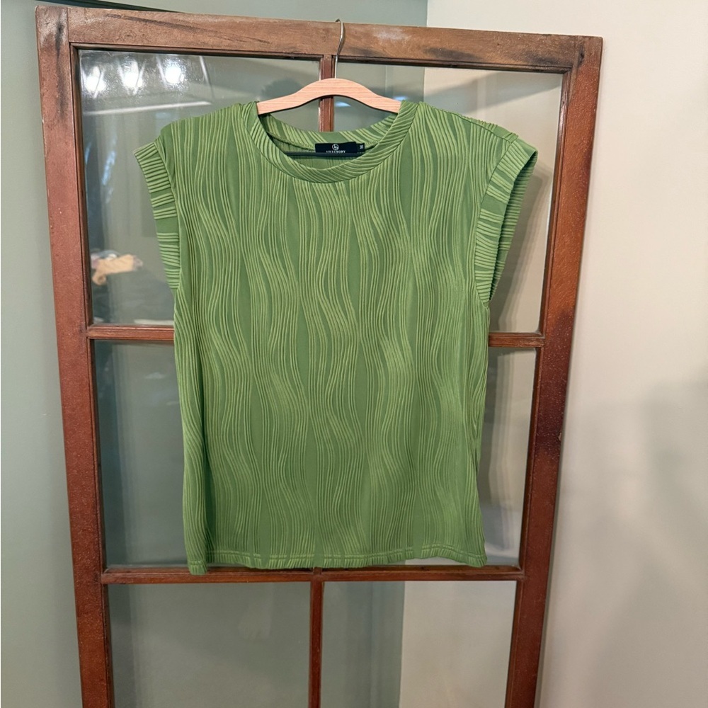Green Ribbed Boxy Short Sleeve Tee